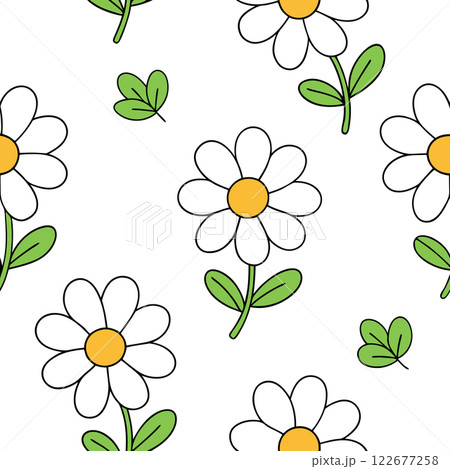 Wildflower Floral Seamless Pattern Vector for Textile, Wallpaper, and Packaging Design Illustration 122677258