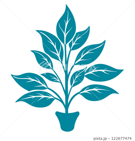 Detailed Plant Silhouette with Roots for Botanical Illustrations, Logos, and Eco-Friendly Design Projects  122677474