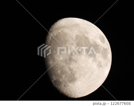 The moon in crescent gibbous phase. Intense Lunar Terrain Textures 122677608