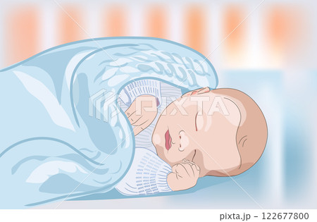 Sleeping Baby Realistic Poster Mother s day. Vector 122677800