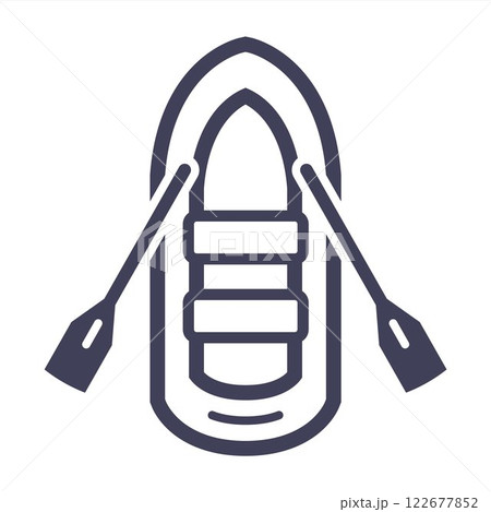 Black icon of inflatable boat. Black icon of inflatable boat. 122677852