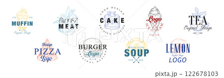 Food Logo and Label Original Design Template Vector Set 122678103