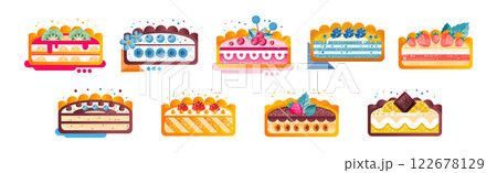 Different Cake Half with Creamy Filling and Berry Vector Set Different Cake Half with Creamy Filling and Berry Vector Set 122678129