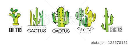 Cactus Logo Design with Green Desert Plant Vector Set Cactus Logo Design with Green Desert Plant Vector Set 122678181