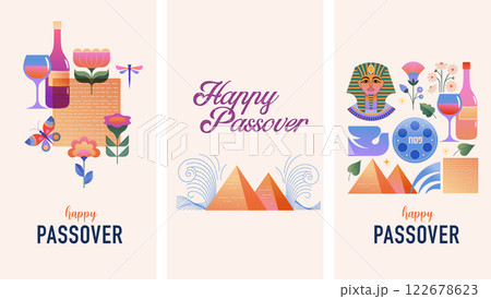 Happy Passover background, banner and poster design. Geometrical modern minimalist concept 122678623