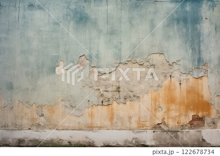 Old weathered wall. Background with copy space. Add text or design. Generative Ai 122678734