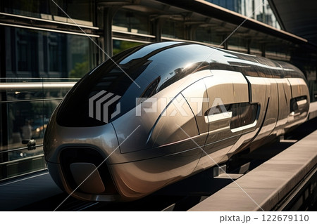 High-speed bullet train. Future of railroad transportation. Generative Ai High-speed bullet train. Future of railroad transportation. Generative Ai 122679110