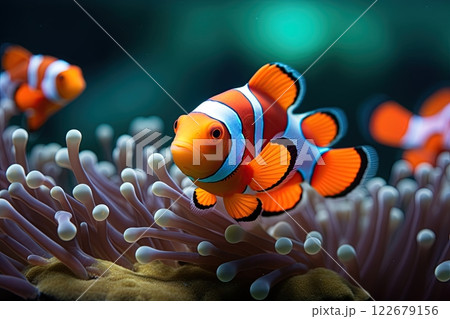 Clownfish in the ocean. Ai Generative 122679156
