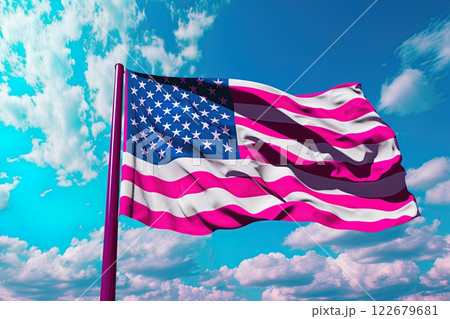 American flag waving in the wind. Ai Generative 122679681