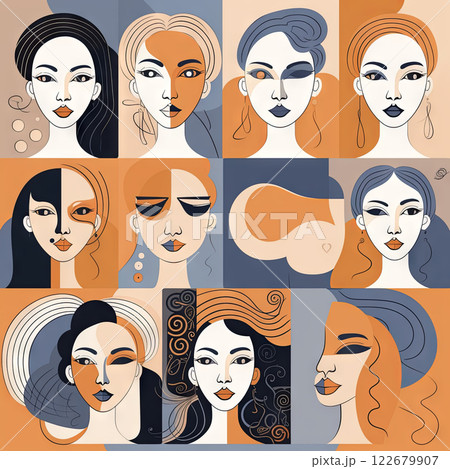 Geometric portraits of several women Geometric portraits of several women 122679907