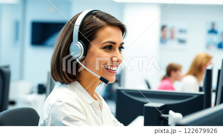 Portrait of a Female Call Center Operator 122679926