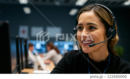 Portrait of a Female Call Center Operator Portrait of a Female Call Center Operator 122680000