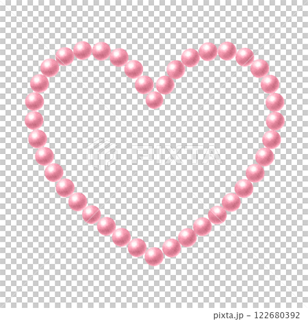 Heart shape frame made of pastel pink beads. Coquette core, girly and ladies style. Watercolor hand drawn isolated illustration of delicate trendy accessory for romantic, wedding and cutecore design. 122680392