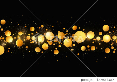 Golden orbs on black background with sparkling effects Golden orbs on black background with sparkling effects 122681387