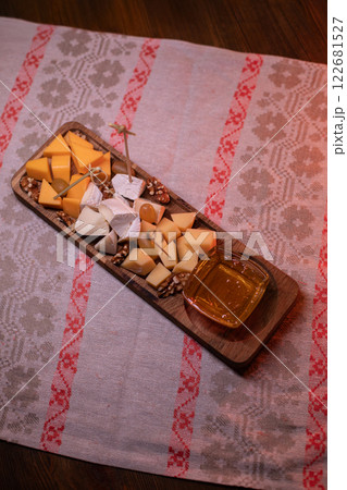 A cheese plate for serving in a restaurant A cheese plate for serving in a restaurant 122681527