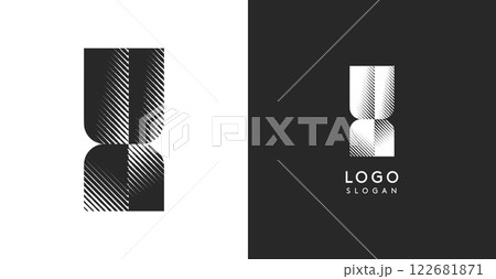 X vector letter. Sharp contrast monogram strike diagonal hatching for industrial yet modern look. High bold logo template. Logotype concept design for brand in tech, architecture, fashion 122681871