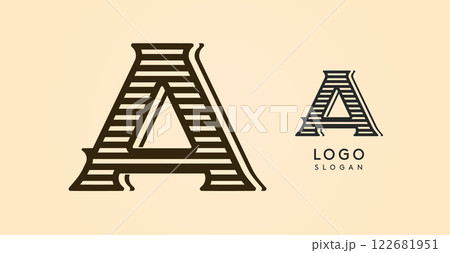 Vintage western letter A, country stylish old lettermark for retro bar logo, BBQ cafe, tattoo salon, saloon plaque, alcohol label. Vector illustration Vintage western letter A, country stylish old lettermark for retro bar logo, BBQ cafe, tattoo salon, saloon plaque, alcohol label. Vector illustration 122681951