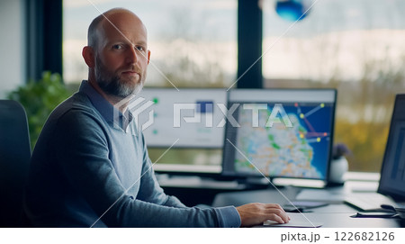 パソコンで仕事をする白人男性 122682126