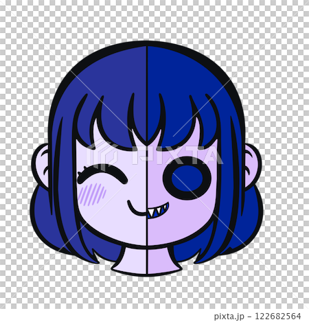 簡單的藍髮女孩表情素材 簡單的藍髮女孩表情素材 122682564