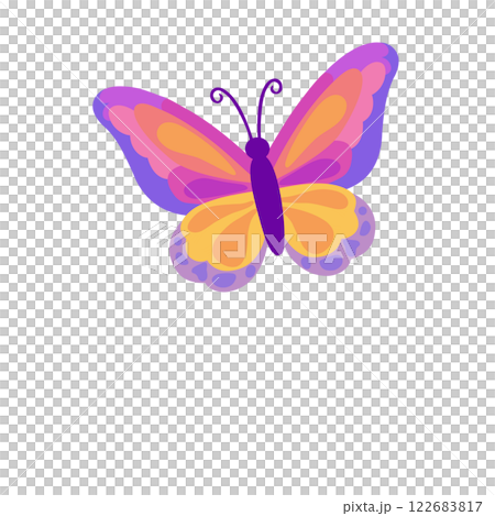 Simple and colorful butterfly illustration material 122683817