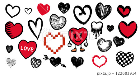 Set of hand drawn heart. collection scribble markers hearts isolated on white background. Vector Set of hand drawn heart. collection scribble markers hearts isolated on white background. Vector 122683914