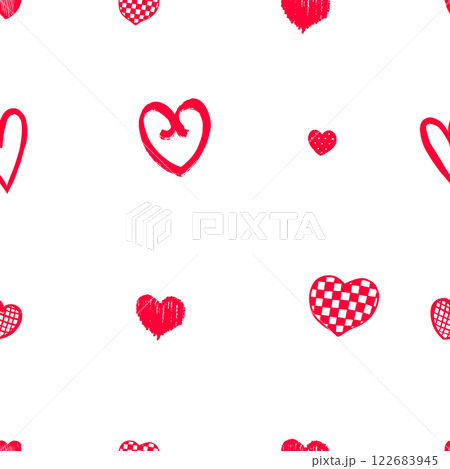 hand drawn hearts and love symbol for valentine day packages and gift wrapping. seamless pattern 122683945