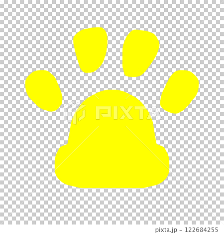黄色の肉球イラスト（ シンプルで可愛い足跡マーク  ） 122684255