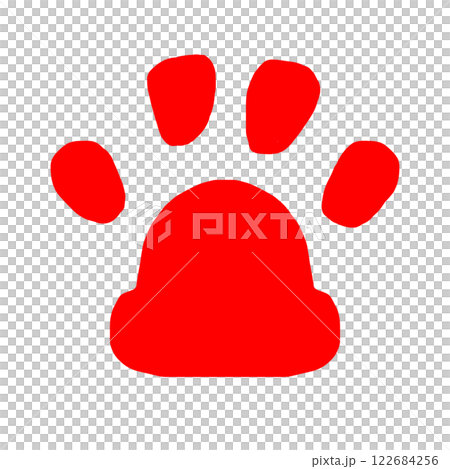 Red paw illustration (simple and cute paw print mark) Red paw illustration (simple and cute paw print mark) 122684256
