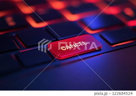 cancel text on keyboard button. generative ai 122684524