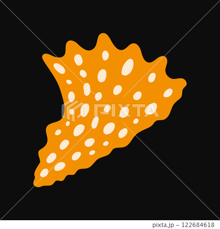 Elegant golden yellow seashell with white spots vector illustration 122684618
