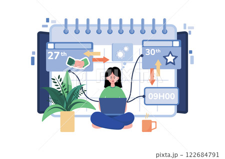 Girl Setting Up Her Schedule 122684791