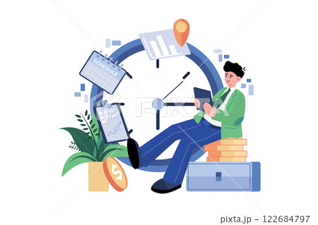 Businessman With His Schedule Illustration concept. A flat illustration isolated on white background 122684797