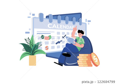 Business Schedule Management Illustration concept. A flat illustration isolated on white background 122684799