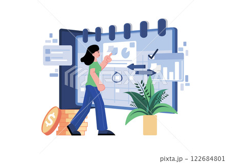 Business Planning Schedule Illustration concept. A flat illustration isolated on white background Business Planning Schedule Illustration concept. A flat illustration isolated on white background 122684801