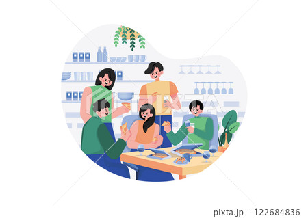 Colleagues Meeting At The Food Court 122684836