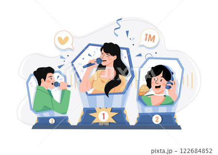 Trending Podcast Illustration concept. A flat illustration isolated on white background 122684852
