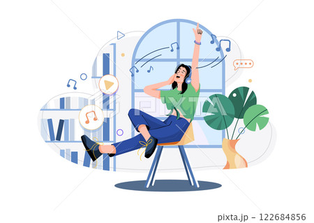 Live Podcast Illustration concept. A flat illustration isolated on white background Live Podcast Illustration concept. A flat illustration isolated on white background 122684856