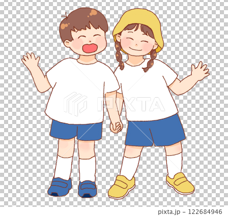 兩個穿白色 T 恤的孩子 兩個穿白色 T 恤的孩子 122684946