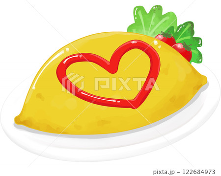 オムライスイラスト　ハート　メイドカフェ　 122684973