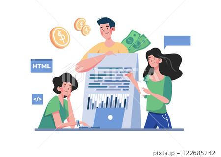 Business Finance Management Illustration concept on white background Business Finance Management Illustration concept on white background 122685232