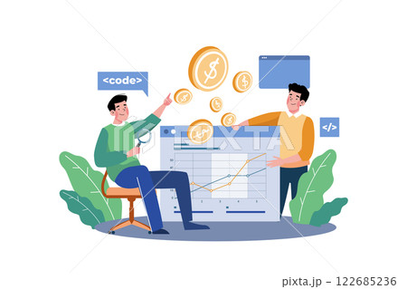 Business Growth Management Analysis Illustration concept on white background 122685236