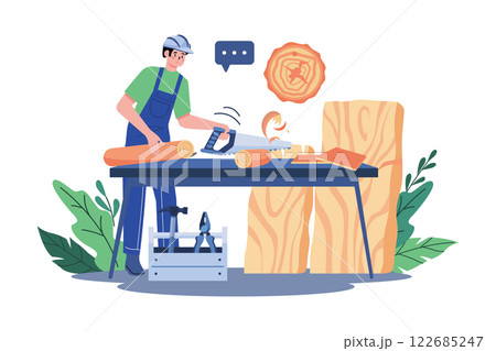 Carpenter Working In A Workshop Carpenter Working In A Workshop 122685247