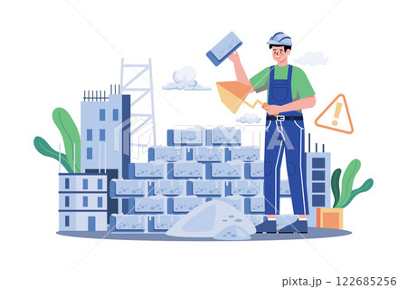 Construction Workers Building The Wall Construction Workers Building The Wall 122685256