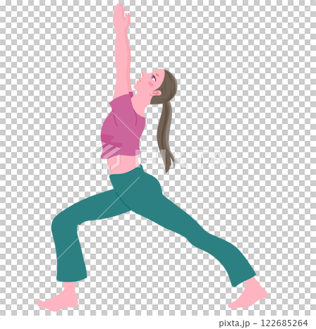 ヨガの英雄のポーズ1をとる女性 ヨガの英雄のポーズ1をとる女性 122685264