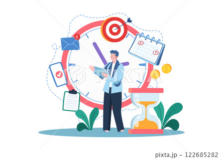 Businessman With His Schedule Illustration concept on white background Businessman With His Schedule Illustration concept on white background 122685282