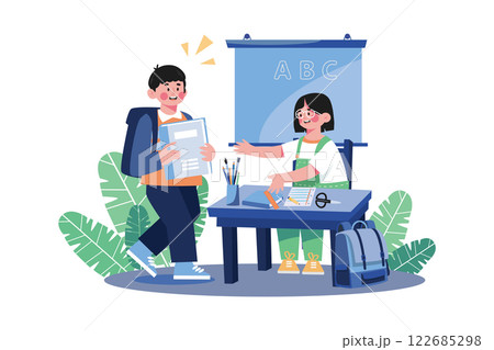 Students Prepare School Supplies Illustration concept on white background 122685298