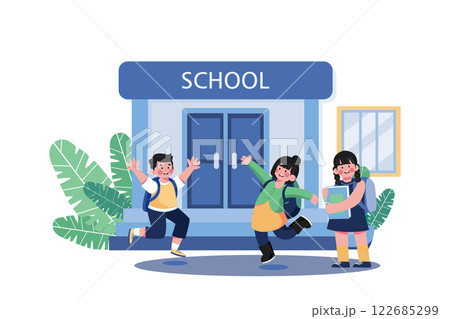 Happy Students With Backpacks Are Jumping 122685299