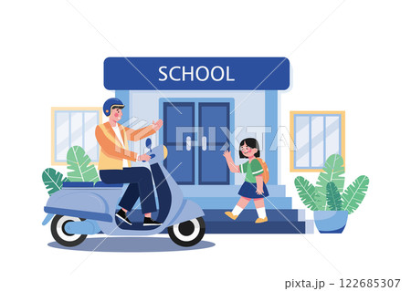 Father Dropping Off Daughter At School 122685307