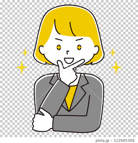 決めポーズ スーツ姿の女性のイラスト キラキラ 決めポーズ スーツ姿の女性のイラスト キラキラ 122685308