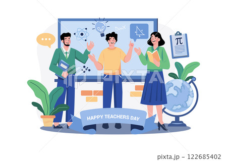Teacher's Day Illustration concept. A flat illustration isolated on white background 122685402